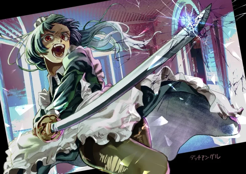 锋芒绽放:日本刀与女子的绝美插画盛宴-远影归灯