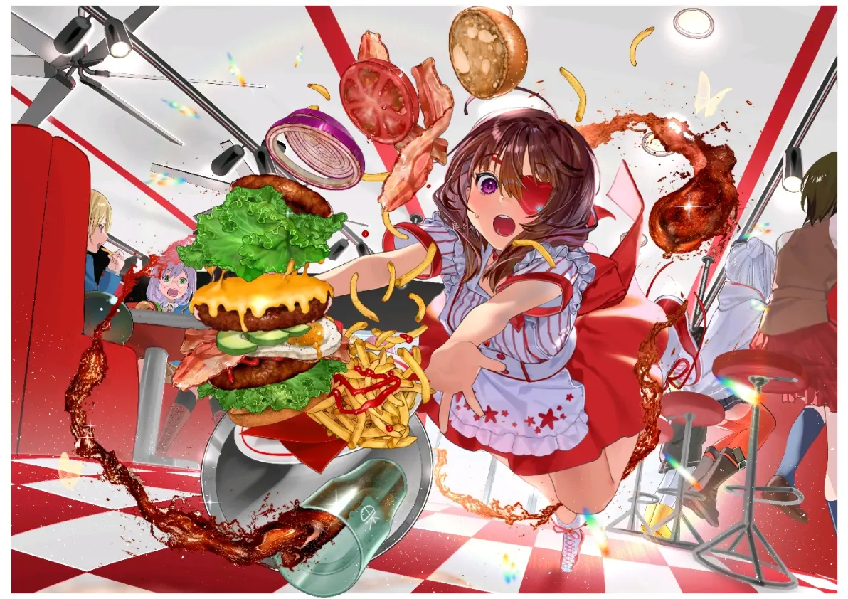 c15740e44b2ff4c9a760bdbf19921346235818446.jpg 大口咬下♡ – 汉堡插画特辑