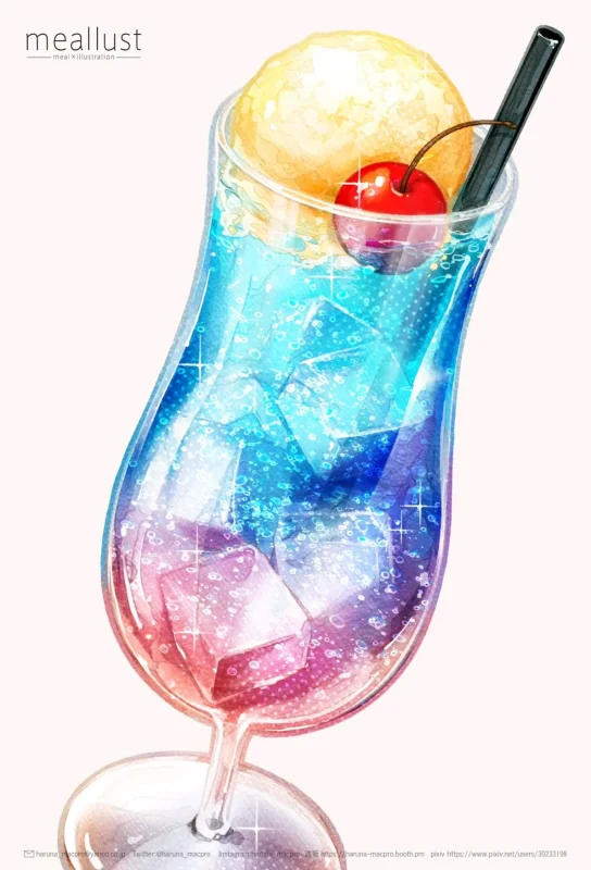 甜蜜清爽的冰淇淋汽水插画盛宴-远影归灯