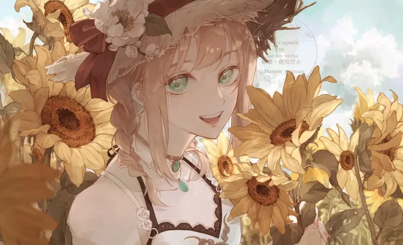 金色阳光下的绽放 - 向日葵插画全收录-远影归灯