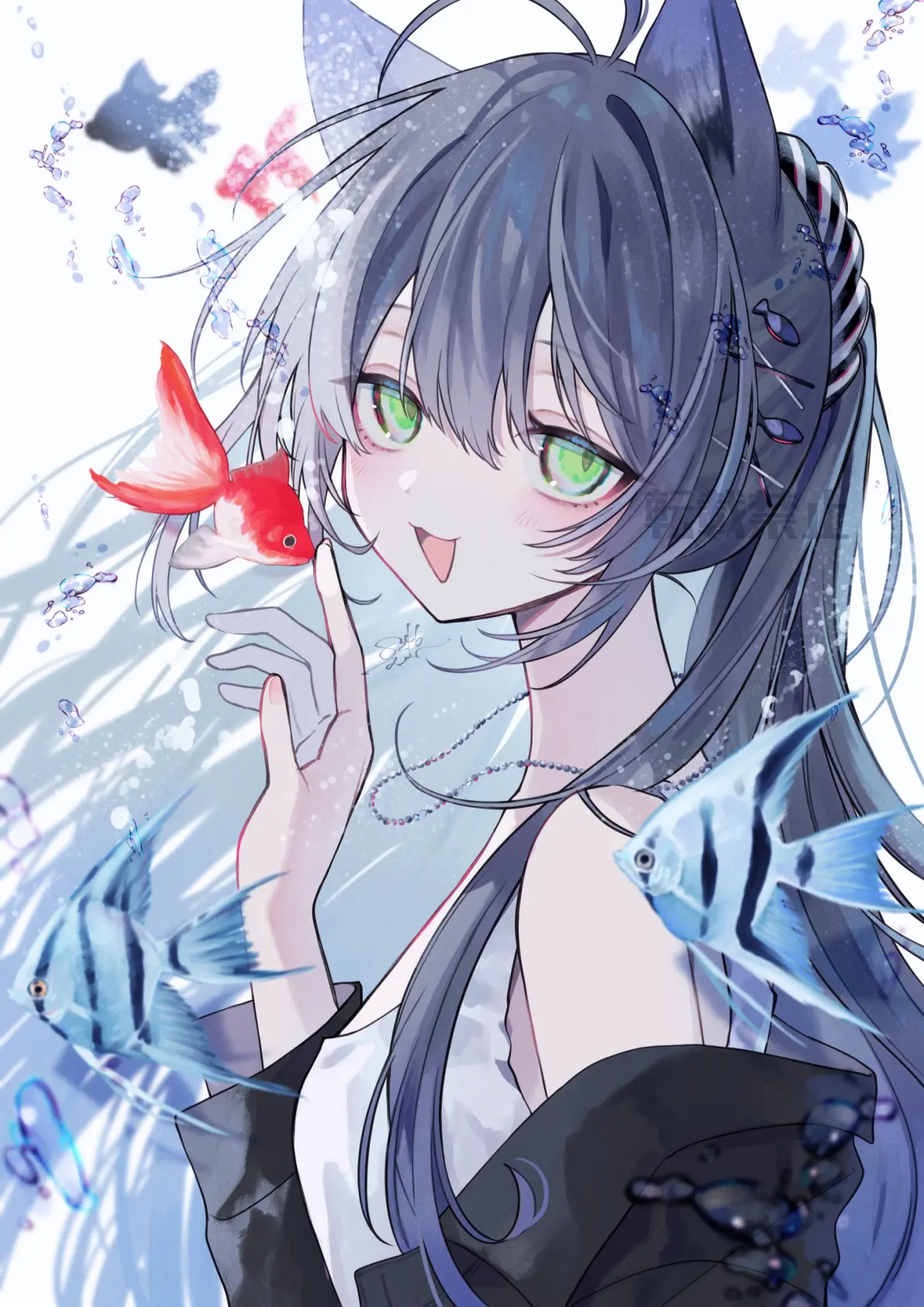 7d8065bd4dc053c40489a1584a0dd7da235818446.jpg 优雅泳姿 – 金鱼插画特辑