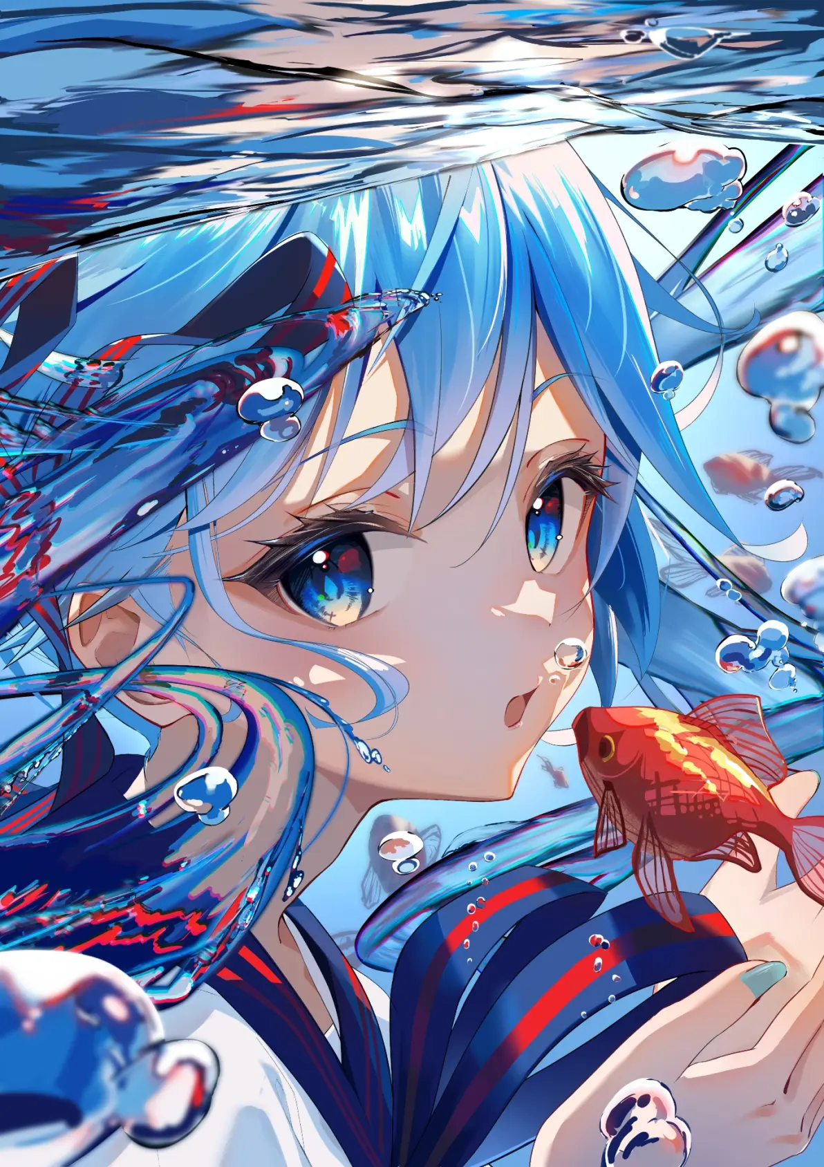 6f13cd8b41b3099a252c9672f7baeee1235818446.jpg 优雅泳姿 – 金鱼插画特辑