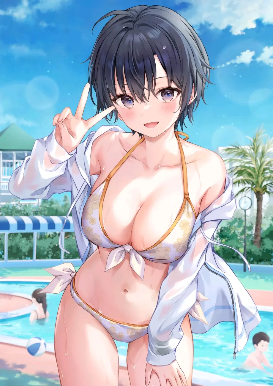 6f8ed27198c3dc6ae1275476965a127e235818446.jpg 海边的亮点♡ – 花纹比基尼插画特辑