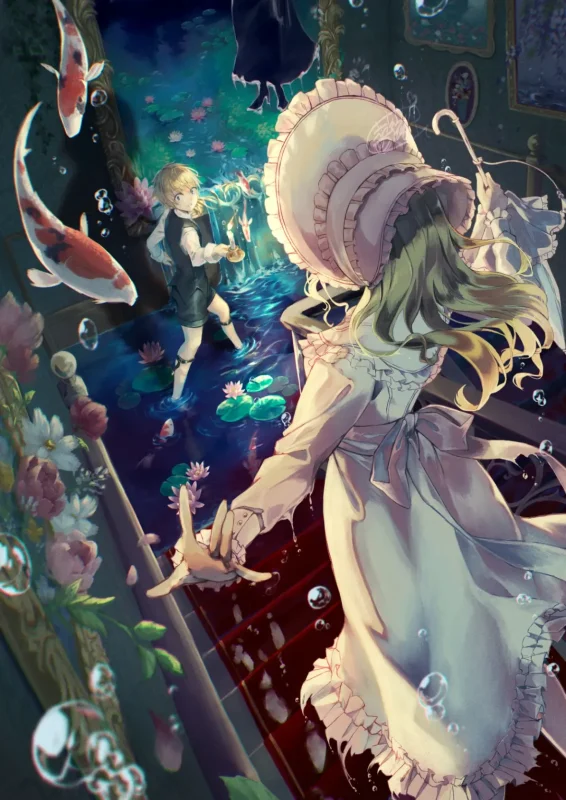 水韵生花 - 睡莲与荷花的插画艺术之旅-远影归灯