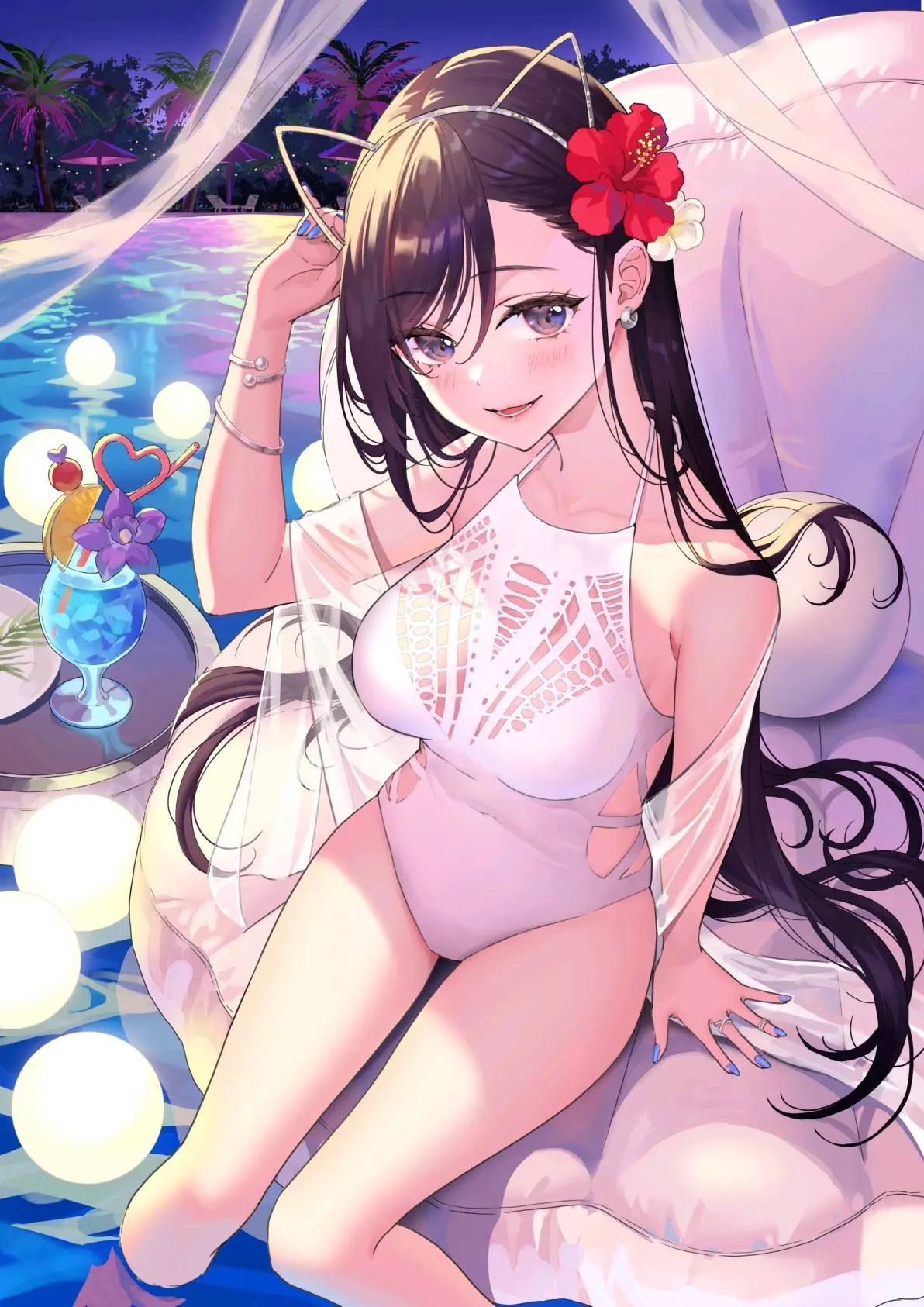 de01742e341adc026177b12a005cd0c5235818446.jpg 绝对上镜♡ – 夜间泳池插画特辑
