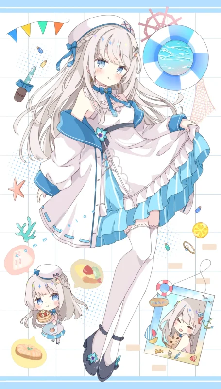 水蓝水手风穿搭插画大赏 ✨-远影归灯