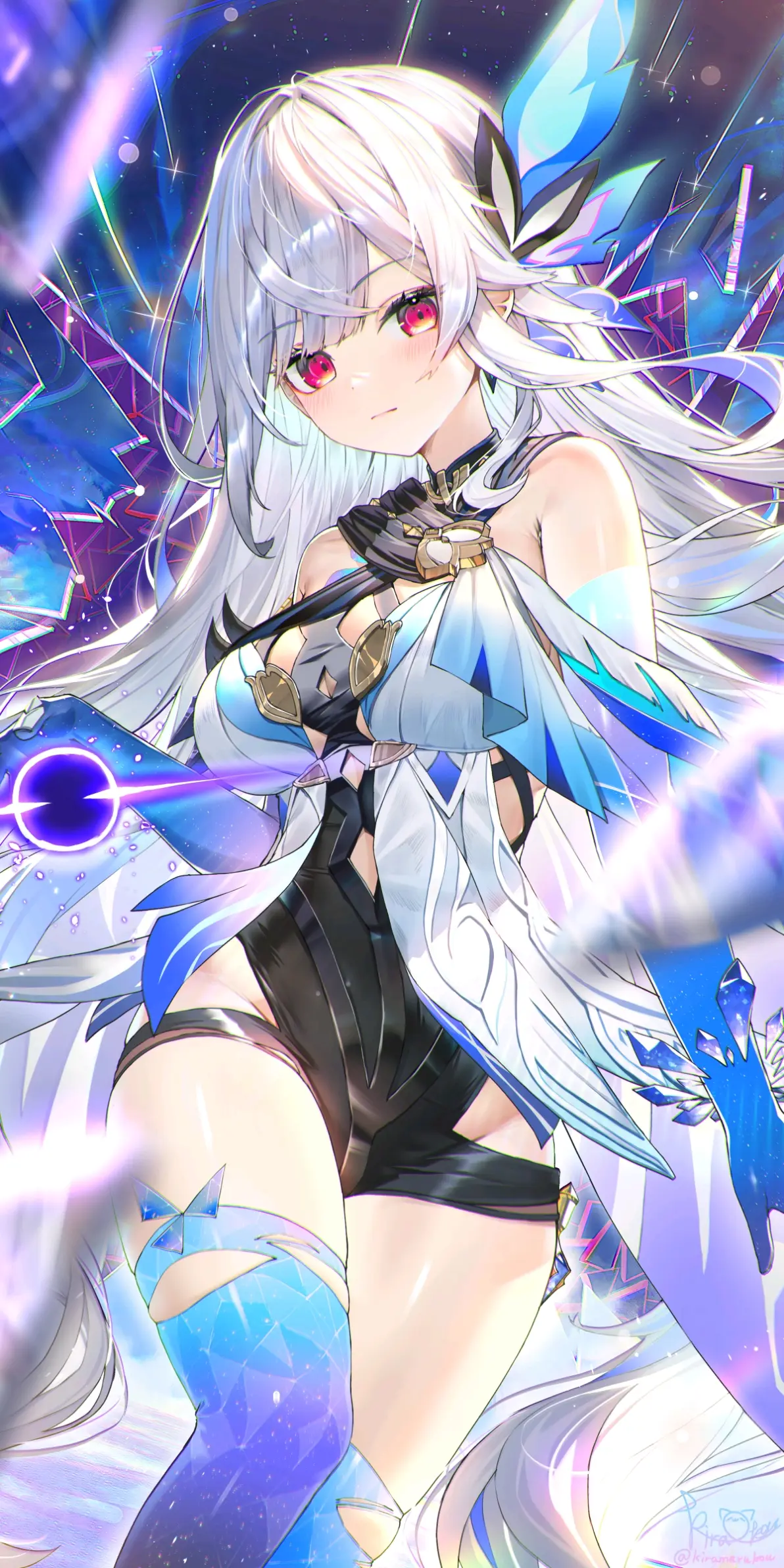 ef41fcbcc6a2479ded562fa2fe960fa7235818446.jpg 神秘的对比 – 银白发赤瞳角色插画特辑