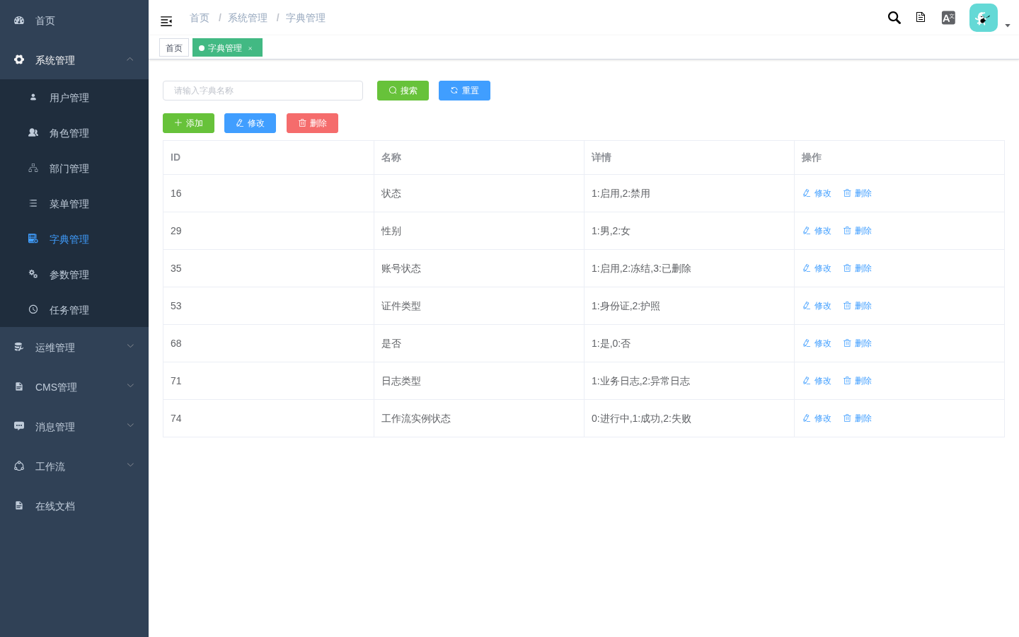 字典管理