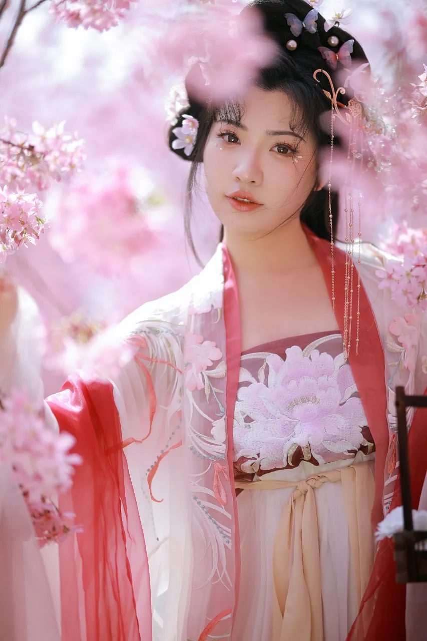 白裙仰樱衔花 · 春日汉服外景人像（07）