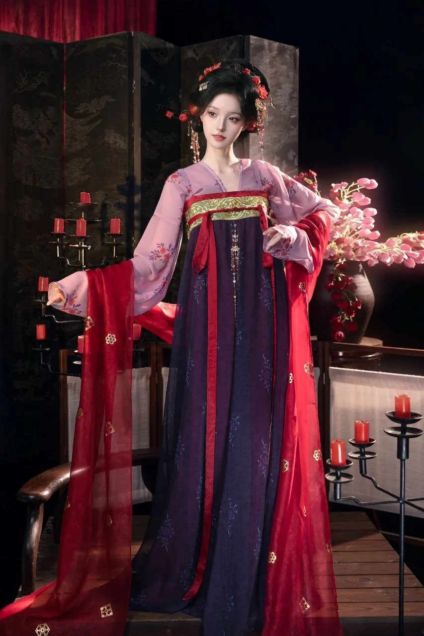 紫裙红帔烛影 · 唐风齐胸襦裙棚拍人像（01）