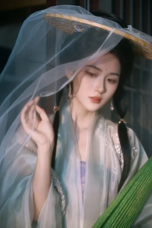 图集｜青纱斗笠撑伞 · 竹影宋制汉服写真（9P）-远影归灯