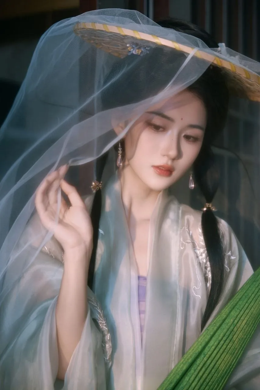 青纱斗笠撑伞 · 竹影宋制汉服写真（01）