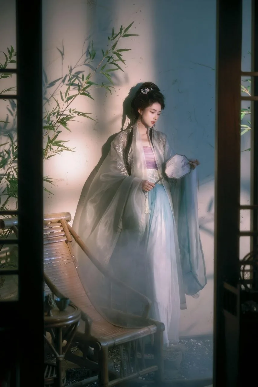 青纱斗笠撑伞 · 竹影宋制汉服写真（02）