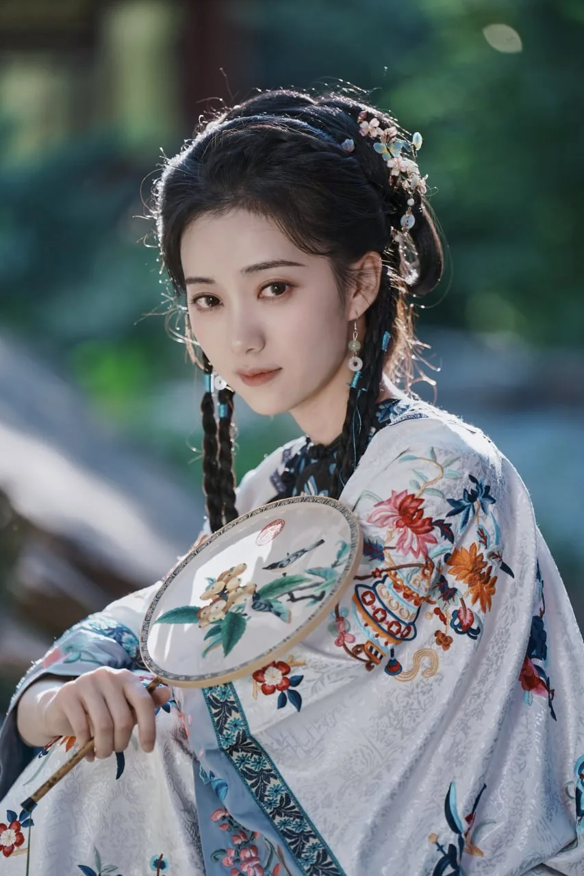 刺绣袄裙执伞 · 庭院石径清代风汉服写真（08）