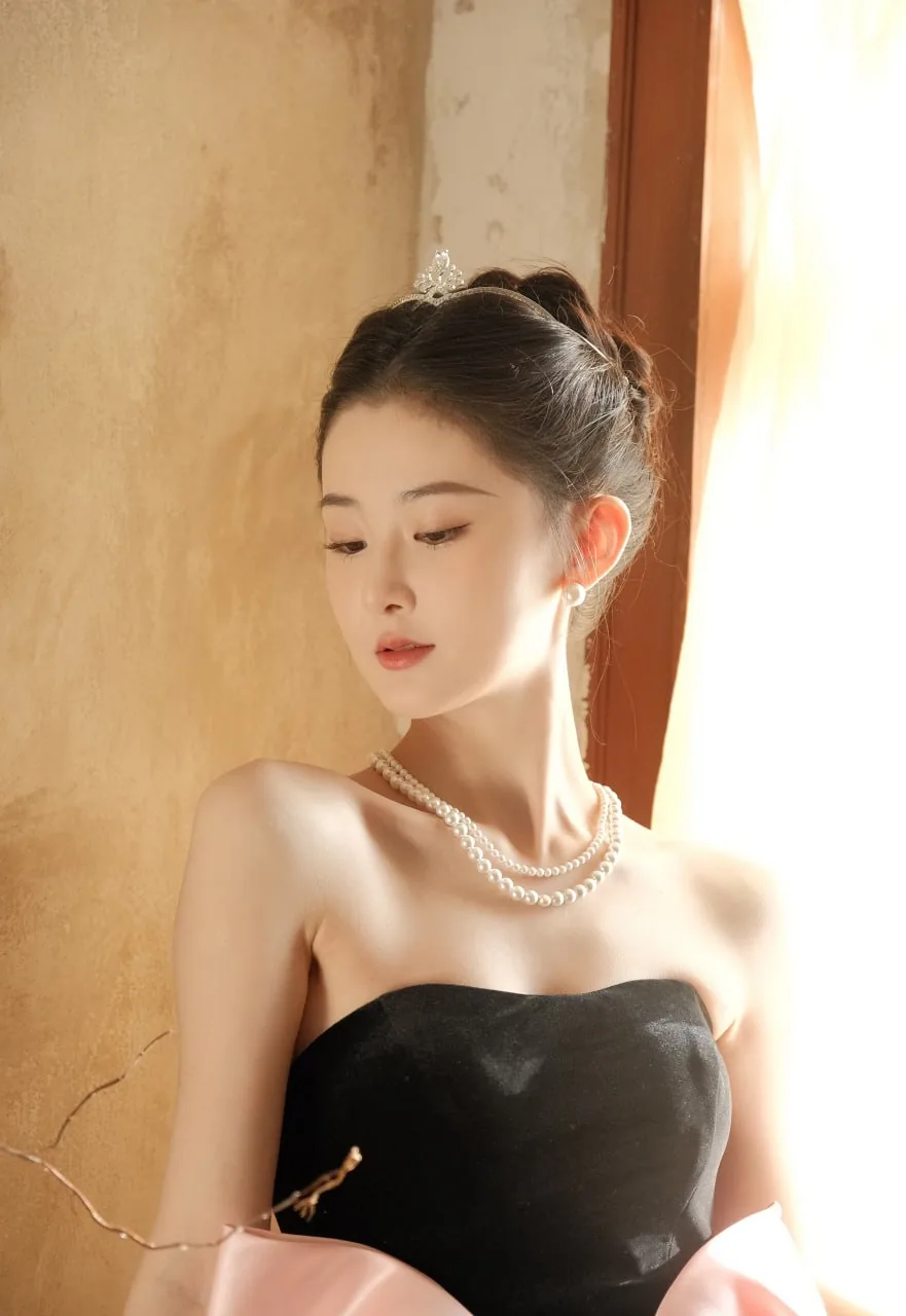 黑绒粉裙珍珠 · 秋千外景人像写真（05）