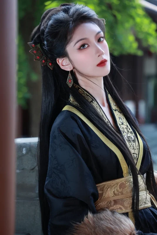 图集｜玄衣金纹执傩面 · 园林汉服外景人像（10P）-远影归灯